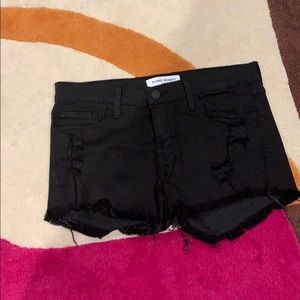 Black denim shorts
